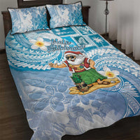 Hawaii Mele Kalikimaka Quilt Bed Set Hula Santa Retro Style Blue LT05 Blue - Polynesian Pride
