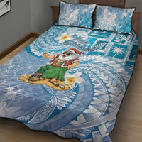 Hawaii Mele Kalikimaka Quilt Bed Set Hula Santa Retro Style Blue LT05 - Polynesian Pride