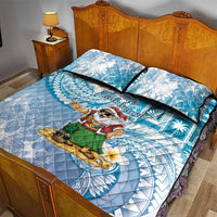 Hawaii Mele Kalikimaka Quilt Bed Set Hula Santa Retro Style Blue LT05 - Polynesian Pride
