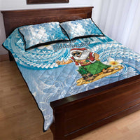Hawaii Mele Kalikimaka Quilt Bed Set Hula Santa Retro Style Blue LT05 - Polynesian Pride