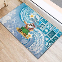 Hawaii Mele Kalikimaka Rubber Doormat Hula Santa Retro Style Blue LT05 - Polynesian Pride