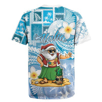 Hawaii Mele Kalikimaka Rugby Jersey Hula Santa Retro Style Blue LT05 - Polynesian Pride