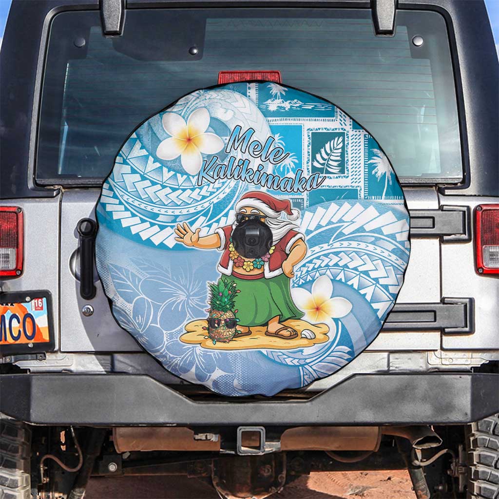 Hawaii Mele Kalikimaka Spare Tire Cover Hula Santa Retro Style Blue LT05 Blue - Polynesian Pride