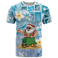 Hawaii Mele Kalikimaka T Shirt Hula Santa Retro Style Blue LT05 Blue - Polynesian Pride
