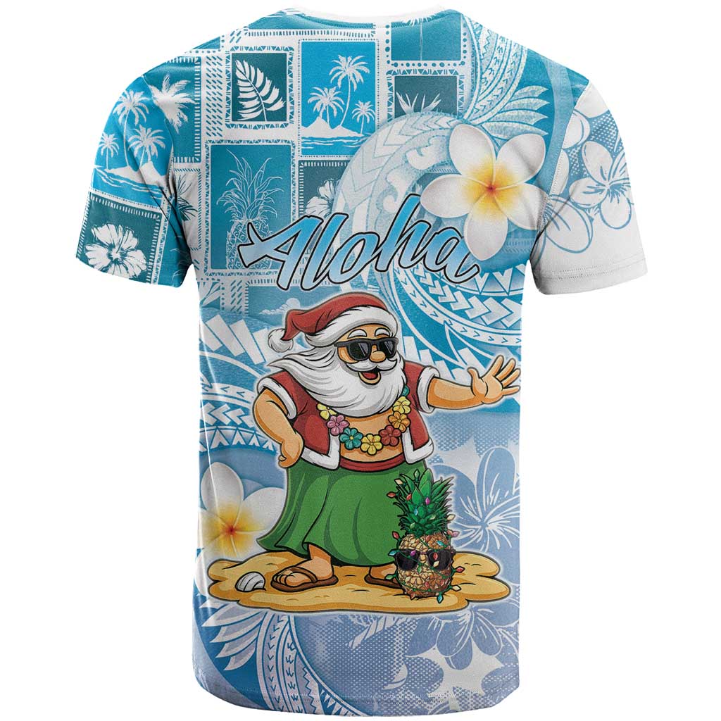 Hawaii Mele Kalikimaka T Shirt Hula Santa Retro Style Blue LT05 - Polynesian Pride