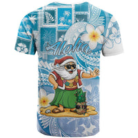 Hawaii Mele Kalikimaka T Shirt Hula Santa Retro Style Blue LT05 - Polynesian Pride