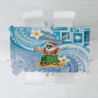 Hawaii Mele Kalikimaka Tablecloth Hula Santa Retro Style Blue LT05 Blue - Polynesian Pride