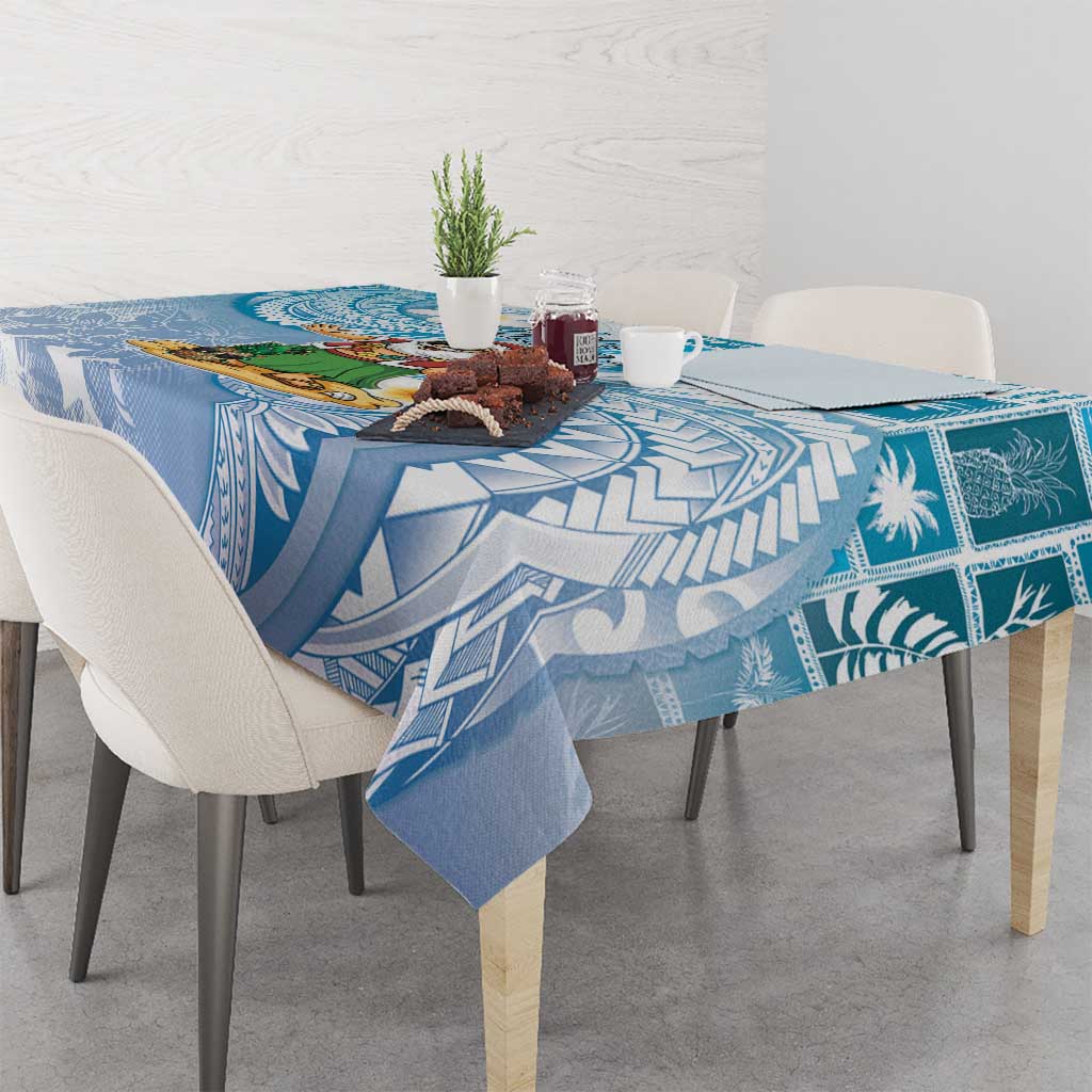 Hawaii Mele Kalikimaka Tablecloth Hula Santa Retro Style Blue LT05 - Polynesian Pride