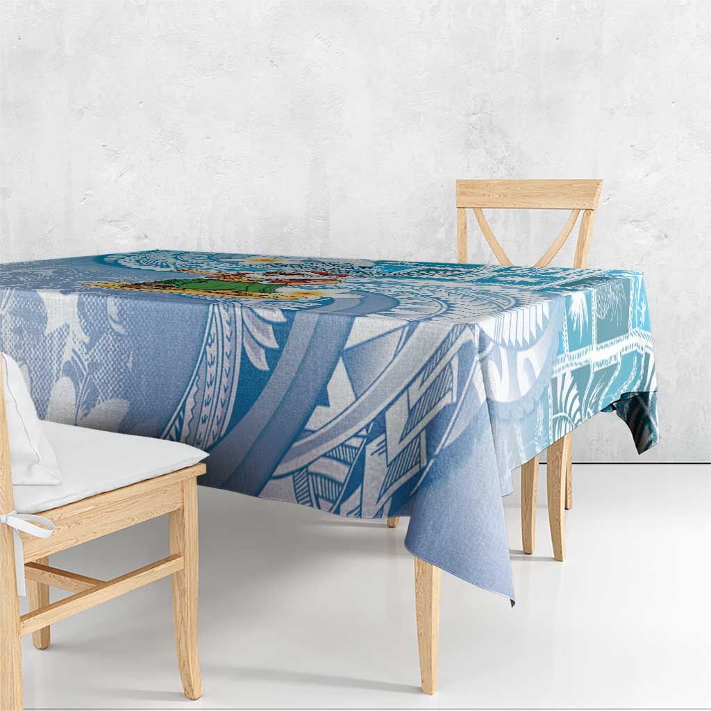 Hawaii Mele Kalikimaka Tablecloth Hula Santa Retro Style Blue LT05 - Polynesian Pride