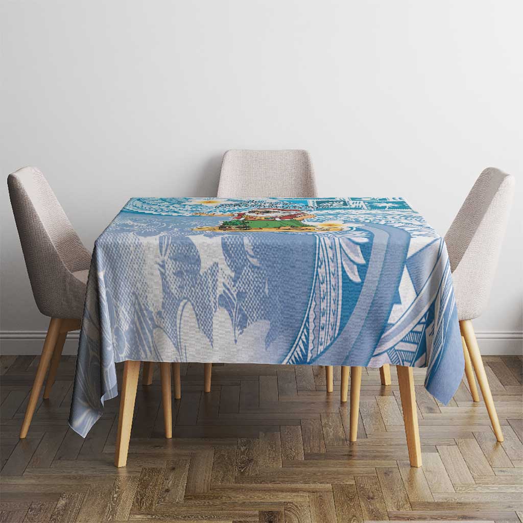 Hawaii Mele Kalikimaka Tablecloth Hula Santa Retro Style Blue LT05 - Polynesian Pride