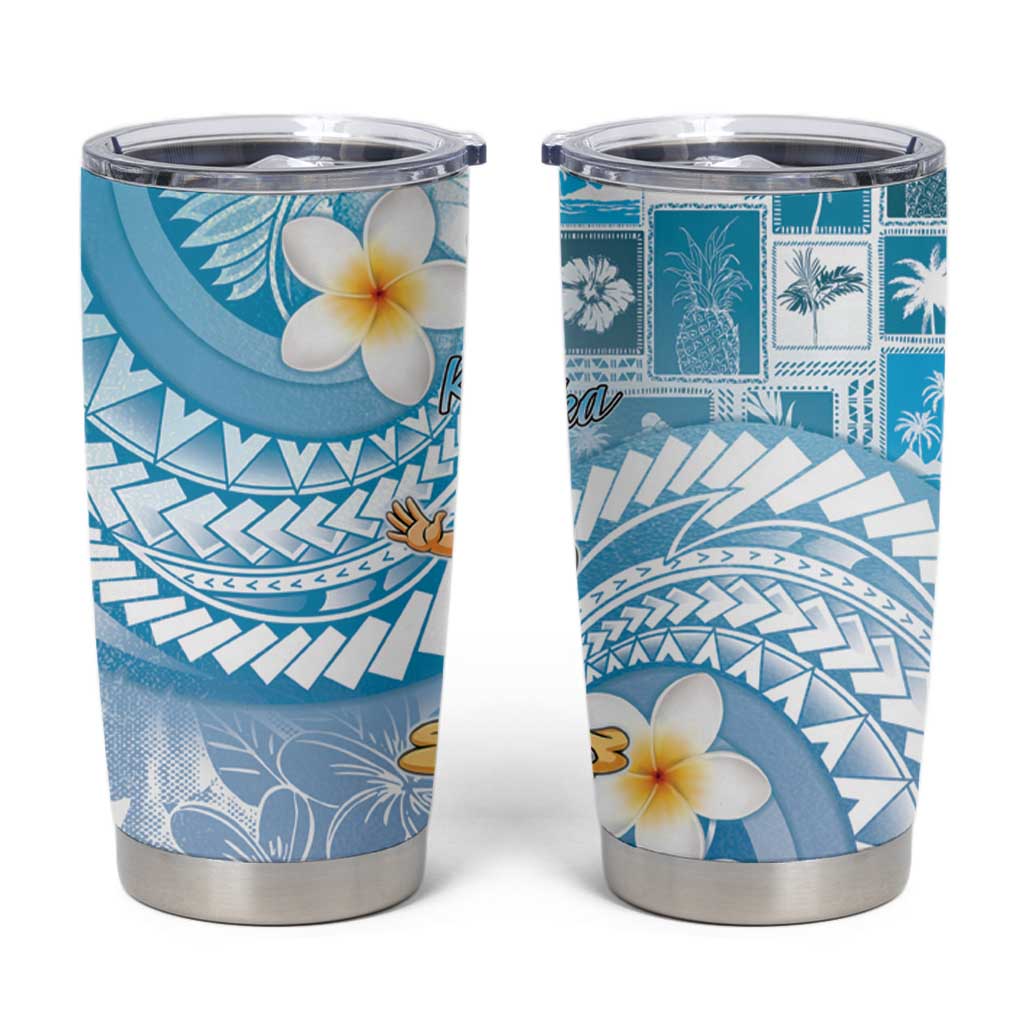 Hawaii Mele Kalikimaka Tumbler Cup Hula Santa Retro Style Blue LT05 Blue - Polynesian Pride