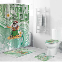 Hawaii Mele Kalikimaka Bathroom Set Hula Santa Retro Style Green LT05 Bathroom Set (4 pcs) Green - Polynesian Pride