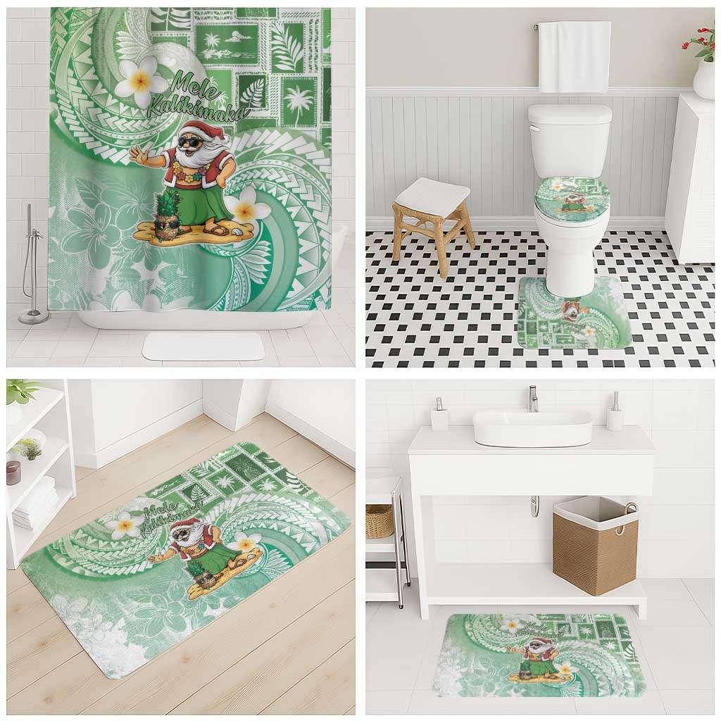 Hawaii Mele Kalikimaka Bathroom Set Hula Santa Retro Style Green LT05 - Polynesian Pride