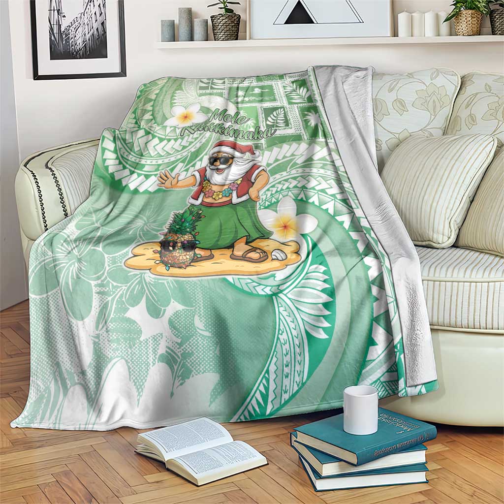 Hawaii Mele Kalikimaka Blanket Hula Santa Retro Style Green LT05 Green - Polynesian Pride