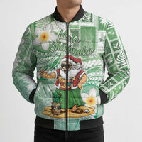 Hawaii Mele Kalikimaka Bomber Puffer Jacket Hula Santa Retro Style Green LT05 - Polynesian Pride
