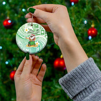 Hawaii Mele Kalikimaka Ceramic Ornament Hula Santa Retro Style Green LT05 - Polynesian Pride