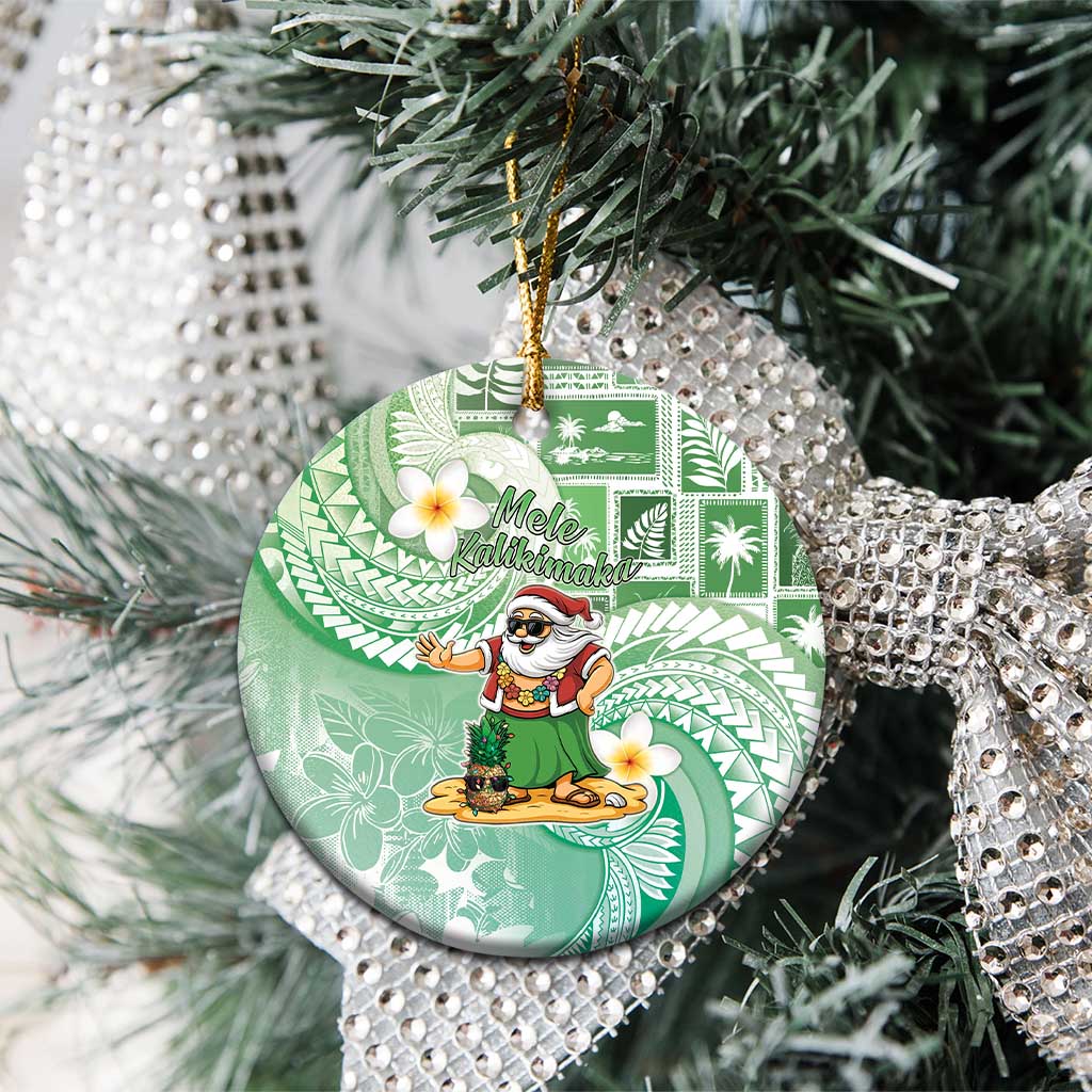 Hawaii Mele Kalikimaka Ceramic Ornament Hula Santa Retro Style Green LT05 - Polynesian Pride