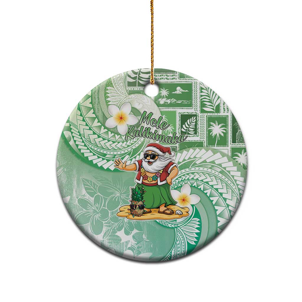 Hawaii Mele Kalikimaka Ceramic Ornament Hula Santa Retro Style Green LT05 - Polynesian Pride