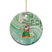 Hawaii Mele Kalikimaka Ceramic Ornament Hula Santa Retro Style Green LT05 - Polynesian Pride