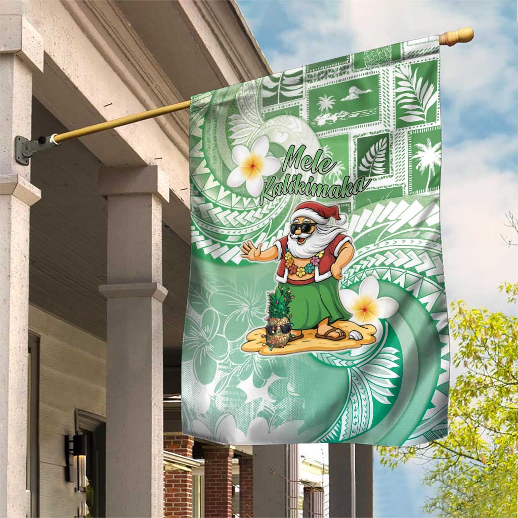 Hawaii Mele Kalikimaka Garden Flag Hula Santa Retro Style Green LT05 House Flag Green - Polynesian Pride