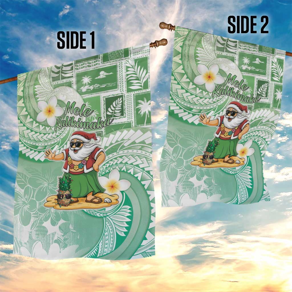 Hawaii Mele Kalikimaka Garden Flag Hula Santa Retro Style Green LT05 - Polynesian Pride