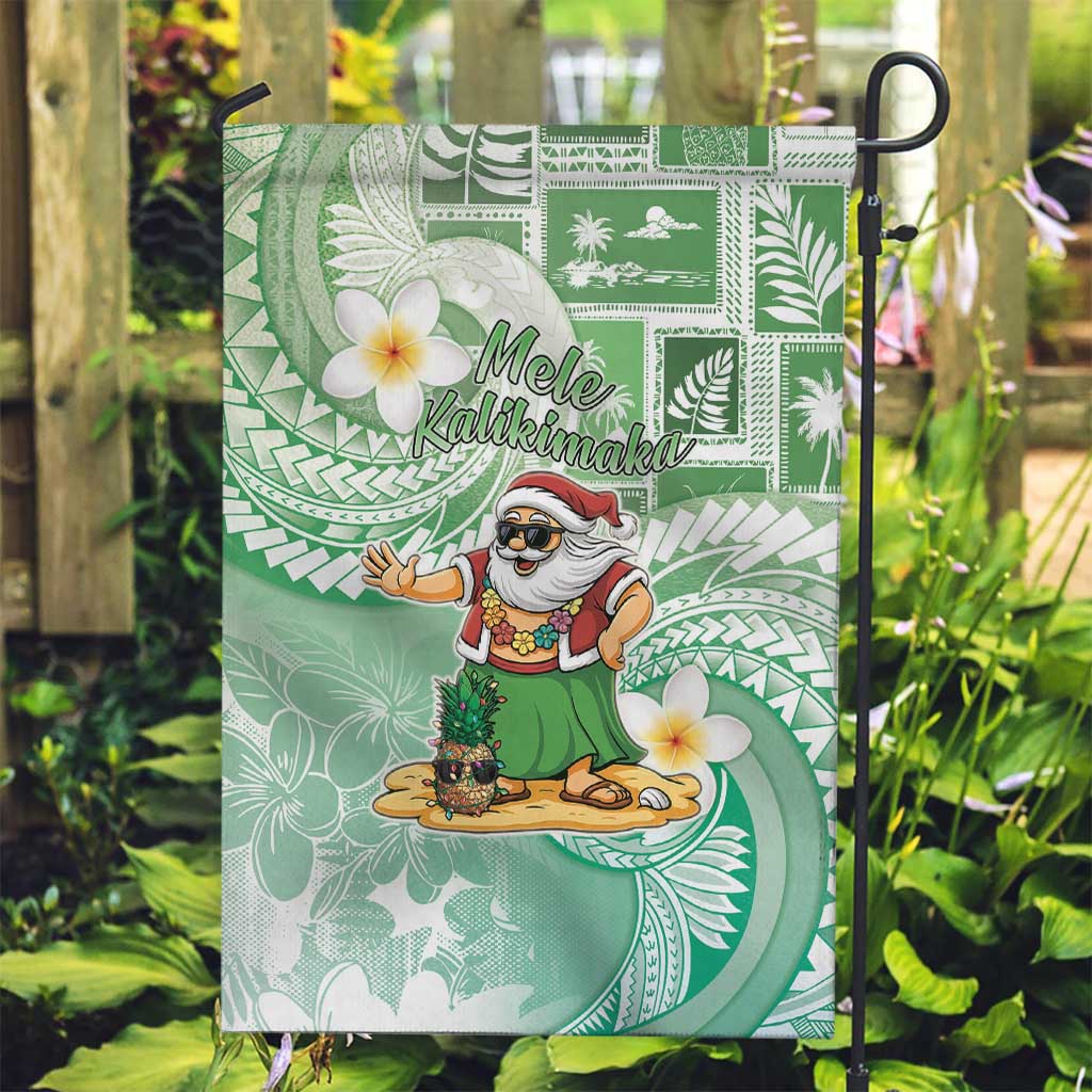 Hawaii Mele Kalikimaka Garden Flag Hula Santa Retro Style Green LT05 Garden Flag Green - Polynesian Pride