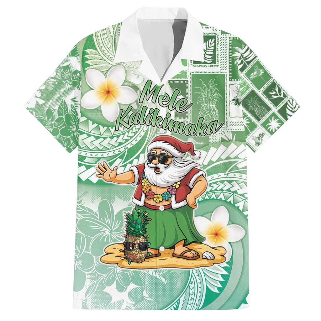 Hawaii Mele Kalikimaka Hawaiian Shirt Hula Santa Retro Style Green LT05 Green - Polynesian Pride