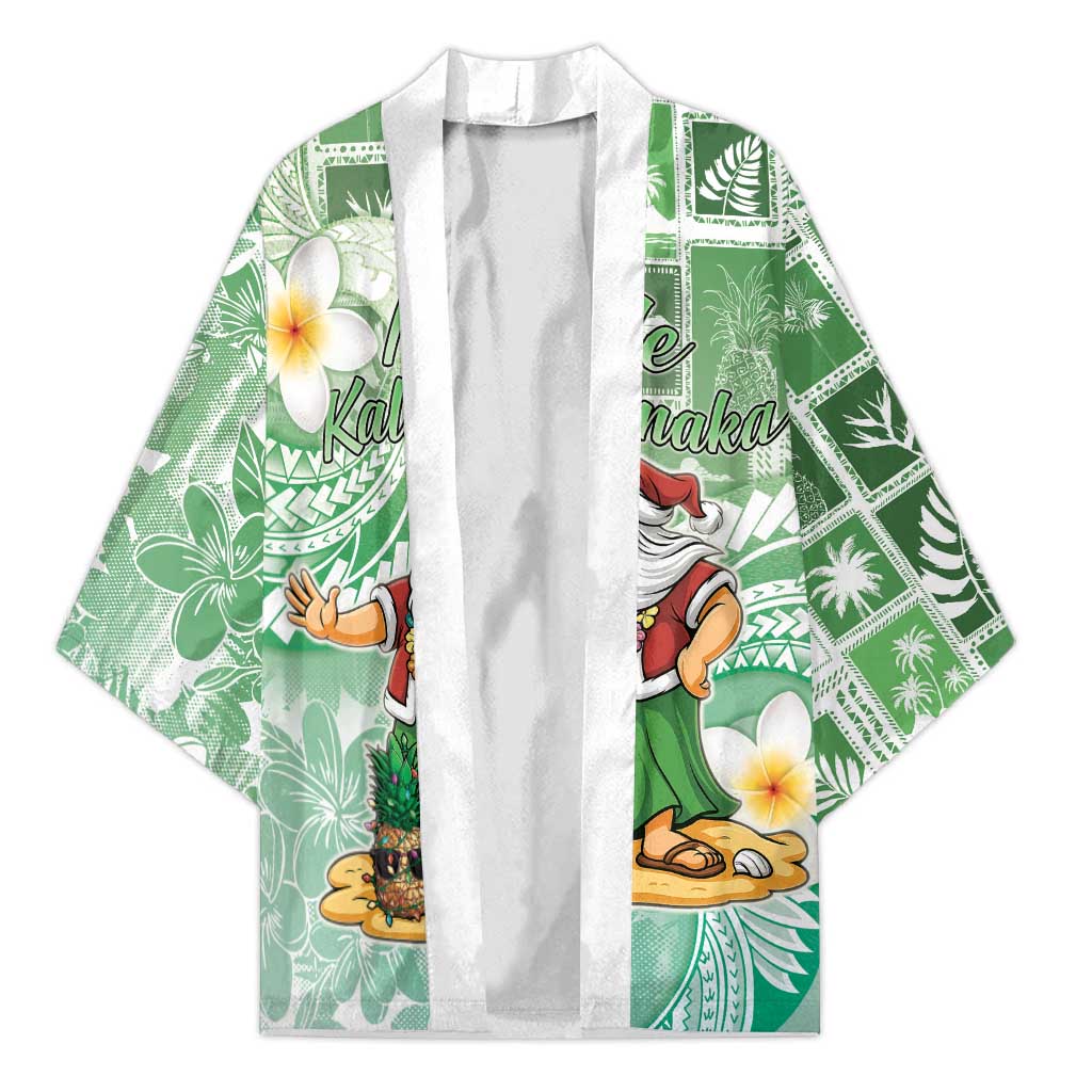 Hawaii Mele Kalikimaka Kimono Hula Santa Retro Style Green LT05 Unisex Green - Polynesian Pride