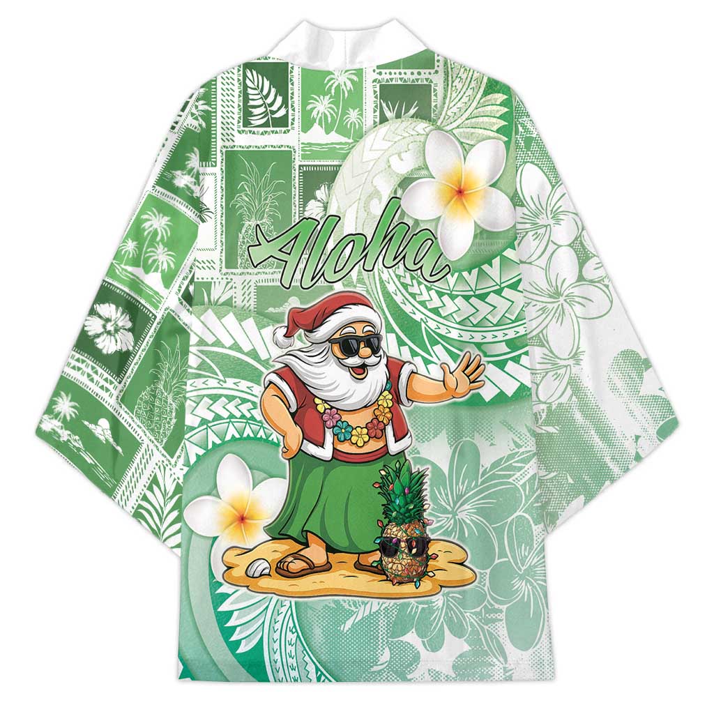 Hawaii Mele Kalikimaka Kimono Hula Santa Retro Style Green LT05 - Polynesian Pride