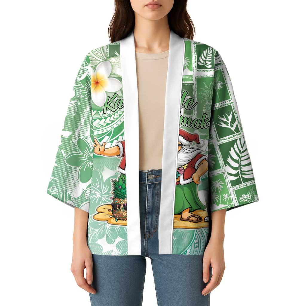 Hawaii Mele Kalikimaka Kimono Hula Santa Retro Style Green LT05 - Polynesian Pride
