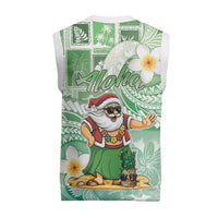 Hawaii Mele Kalikimaka Christmas Knitted V-Neck Vest Hula Santa Retro Style Green LT05 - Polynesian Pride
