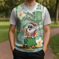 Hawaii Mele Kalikimaka Christmas Knitted V-Neck Vest Hula Santa Retro Style Green LT05 - Polynesian Pride