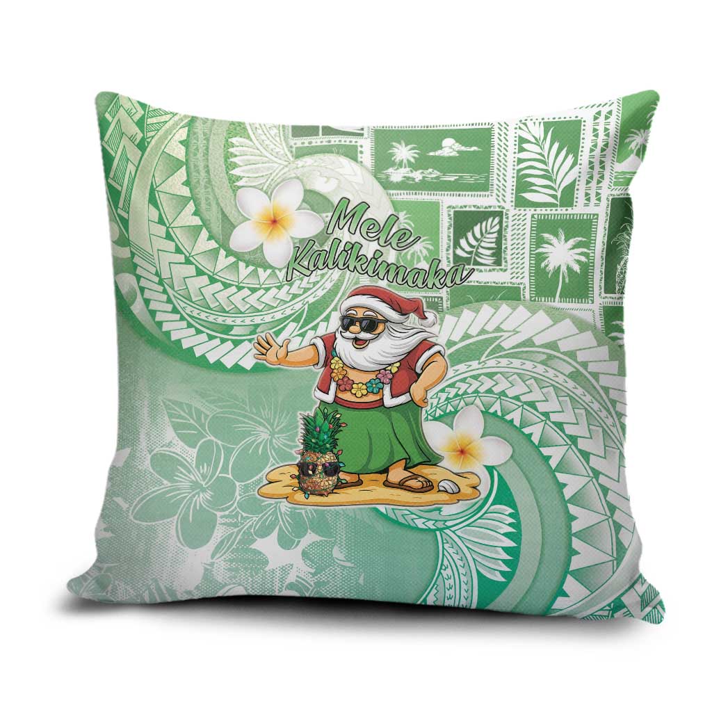 Hawaii Mele Kalikimaka Pillow Cover Hula Santa Retro Style Green LT05 Green - Polynesian Pride