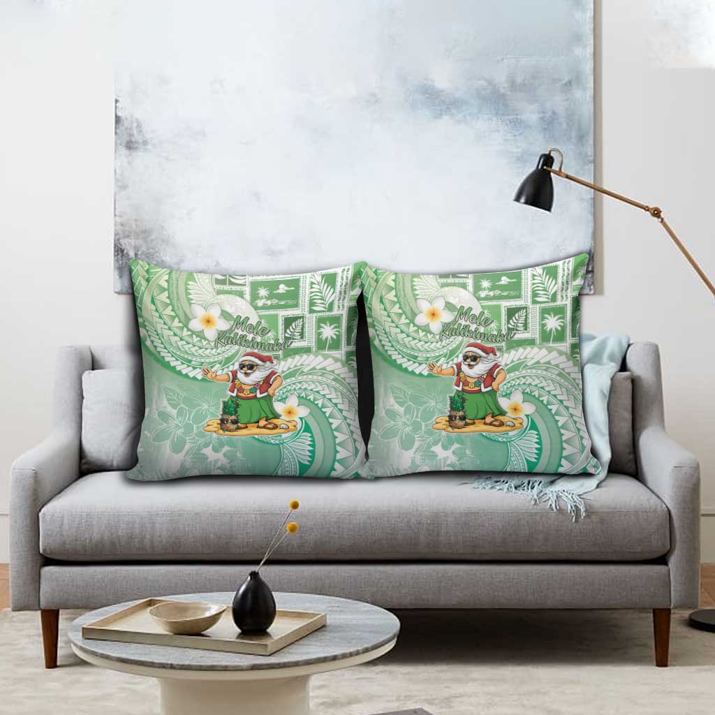 Hawaii Mele Kalikimaka Pillow Cover Hula Santa Retro Style Green LT05 - Polynesian Pride