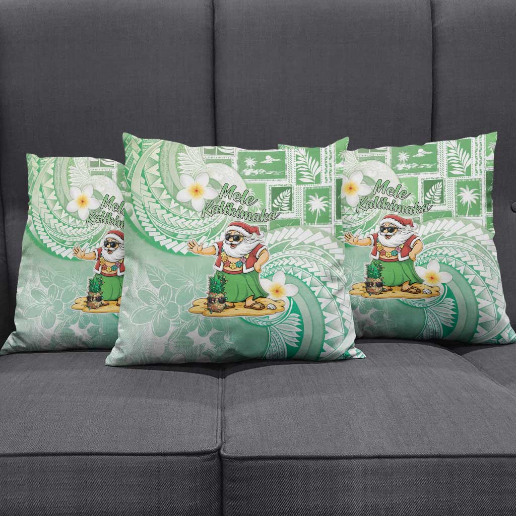 Hawaii Mele Kalikimaka Pillow Cover Hula Santa Retro Style Green LT05 - Polynesian Pride