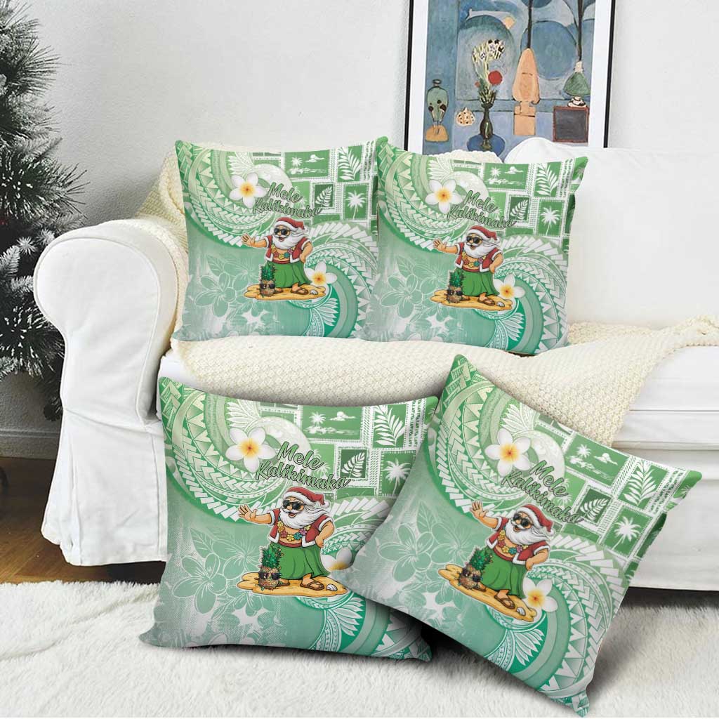 Hawaii Mele Kalikimaka Pillow Cover Hula Santa Retro Style Green LT05 - Polynesian Pride