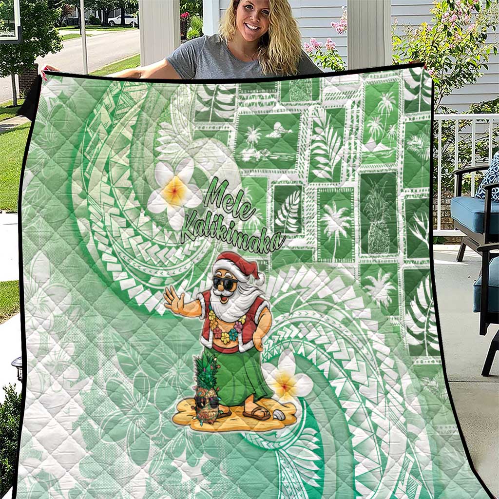 Hawaii Mele Kalikimaka Quilt Hula Santa Retro Style Green LT05 Green - Polynesian Pride