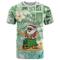 Hawaii Mele Kalikimaka T Shirt Hula Santa Retro Style Green LT05 Green - Polynesian Pride