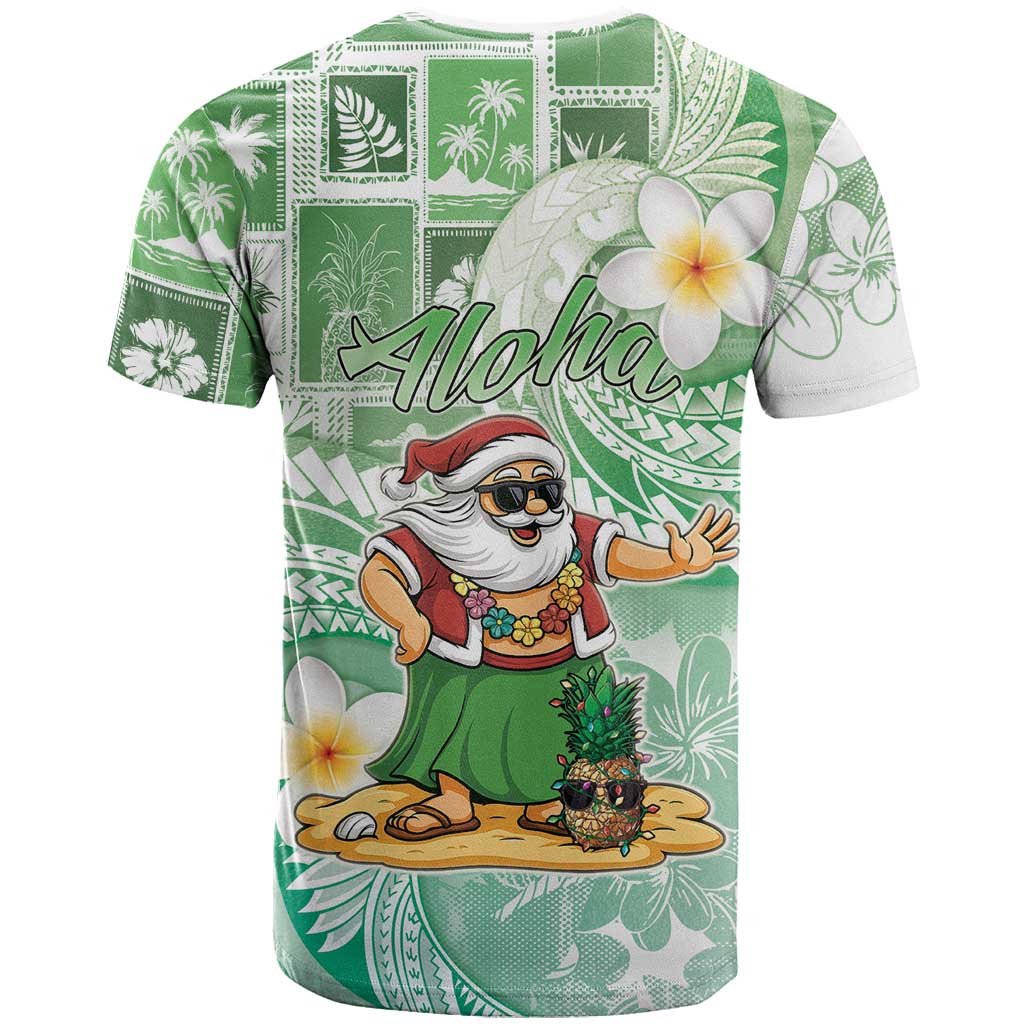 Hawaii Mele Kalikimaka T Shirt Hula Santa Retro Style Green LT05 - Polynesian Pride