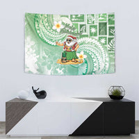 Hawaii Mele Kalikimaka Tapestry Hula Santa Retro Style Green LT05 - Polynesian Pride