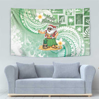 Hawaii Mele Kalikimaka Tapestry Hula Santa Retro Style Green LT05 - Polynesian Pride