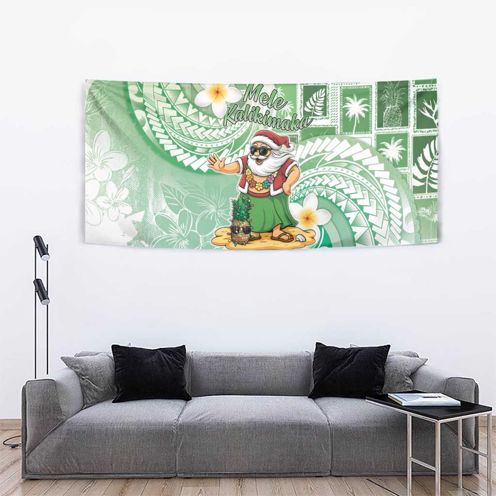 Hawaii Mele Kalikimaka Tapestry Hula Santa Retro Style Green LT05 - Polynesian Pride