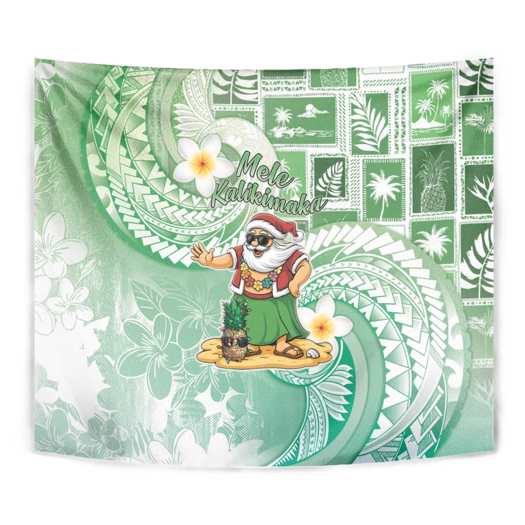 Hawaii Mele Kalikimaka Tapestry Hula Santa Retro Style Green LT05 - Polynesian Pride