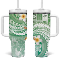 Hawaii Mele Kalikimaka Tumbler With Handle Hula Santa Retro Style Green LT05 One Size: 40 oz Green - Polynesian Pride