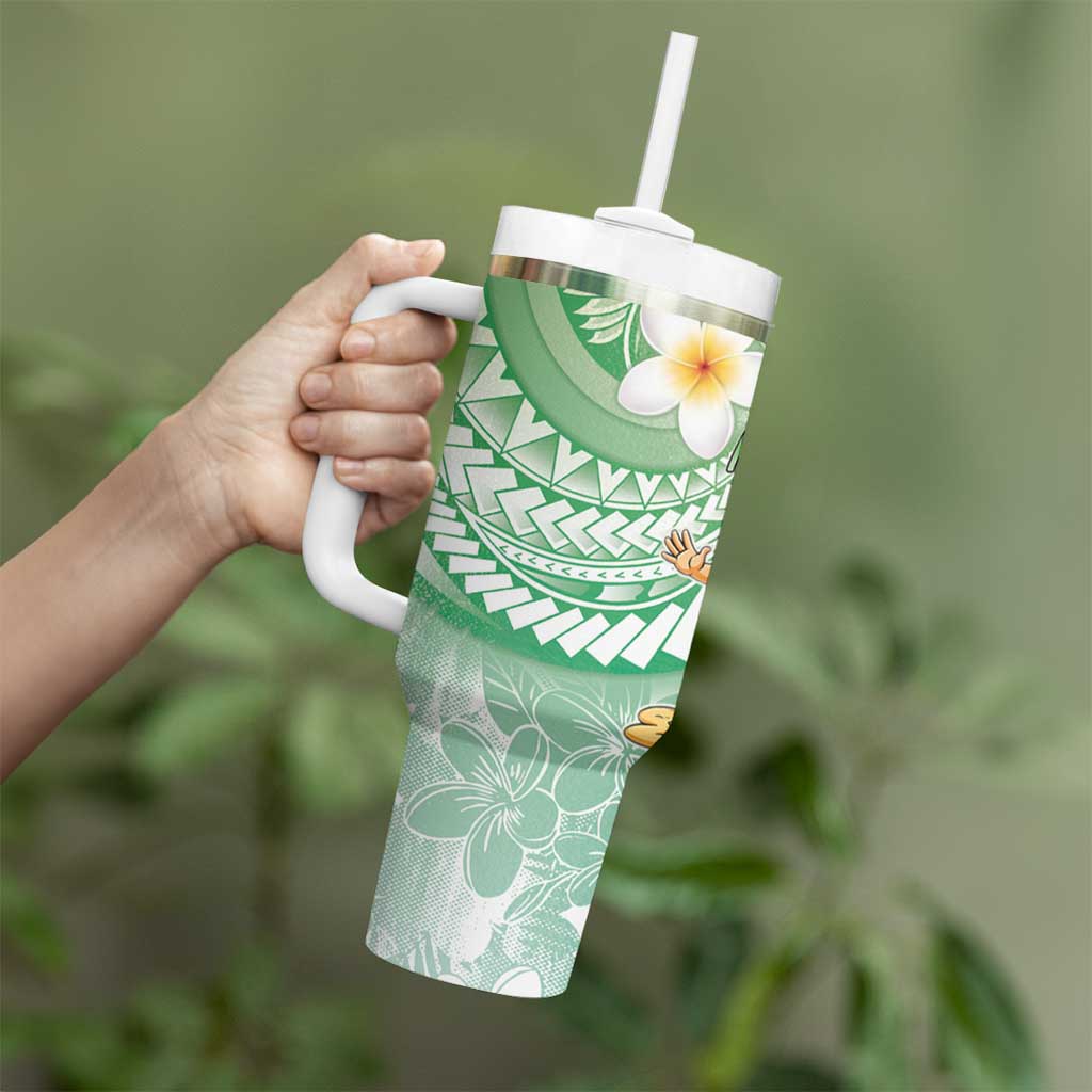 Hawaii Mele Kalikimaka Tumbler With Handle Hula Santa Retro Style Green LT05 - Polynesian Pride