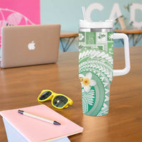 Hawaii Mele Kalikimaka Tumbler With Handle Hula Santa Retro Style Green LT05 - Polynesian Pride