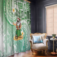 Hawaii Mele Kalikimaka Window Curtain Hula Santa Retro Style Green LT05 - Polynesian Pride