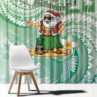 Hawaii Mele Kalikimaka Window Curtain Hula Santa Retro Style Green LT05 - Polynesian Pride