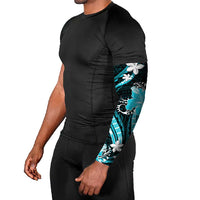 Aqua Polynesian Pattern With Tropical Flowers Arm Sleeves LT05 - Polynesian Pride