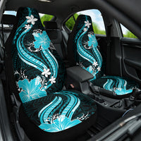 Aqua Polynesian Pattern With Tropical Flowers Car Seat Cover LT05 One Size Aqua - Polynesian Pride